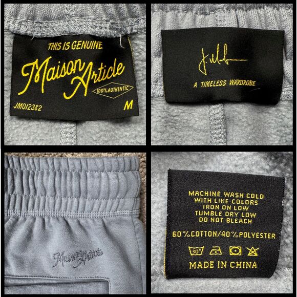 Maison Article Jogger Sweatpants Mens Fleece Pockets Thick Medium Gray Active - Picture 2 of 8